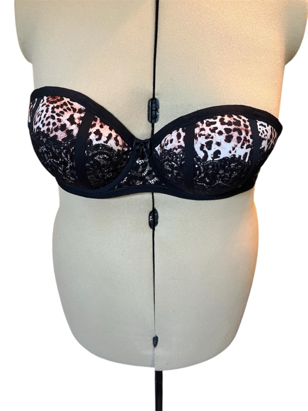 Torrid Strapless Leopard Lace Balconette Bra - Black & Tan